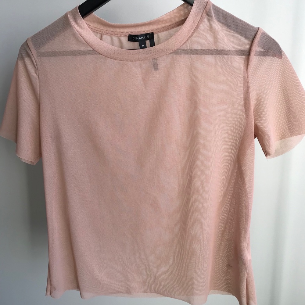 Dynamite Mesh Top-Pink-Size M